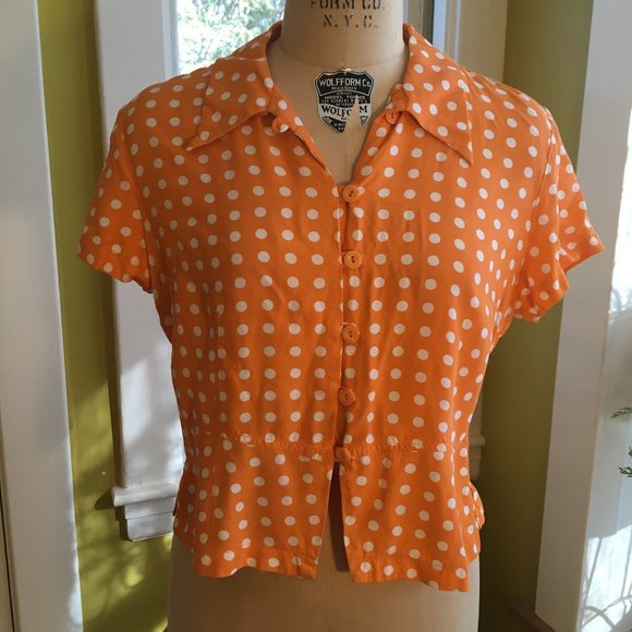 Marimekko Tops - Adorable Retro Polka Dot Button Up